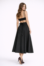 Valensa Sculpted Two-Piece Dress Modern Elegant High-Waist Set with Structured Top & Flowing Midi Skirt