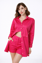 Kavelle Line Tailored Two-Piece Set – Modern Structured Blazer Shirt & Shorts