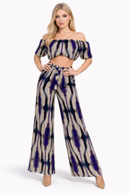 Amara Lys Off-Shoulder Crop Top & Wide-Leg Pants Co-ord Set