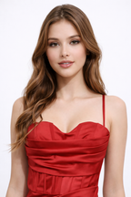 Sono Satin Corset Draped Gown with High Slit