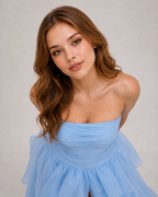 Bellavina Gown Elegant Strapless Layered Chiffon Occasion Dress