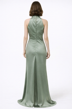 Suchi Satin Halter High-Slit Dress