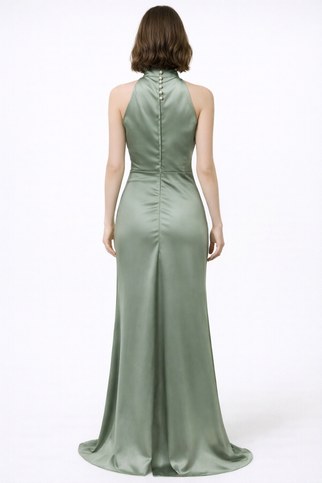 Suchi Satin Halter High-Slit Dress