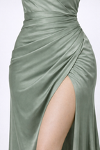 Suchi Satin Halter High-Slit Dress