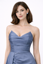 Isabella’s Midnight Serenade: Strapless Rushed Evening Dress