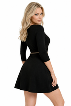 L'Essenza Italian-Style Mini Black Dress with Gold Chain Detail