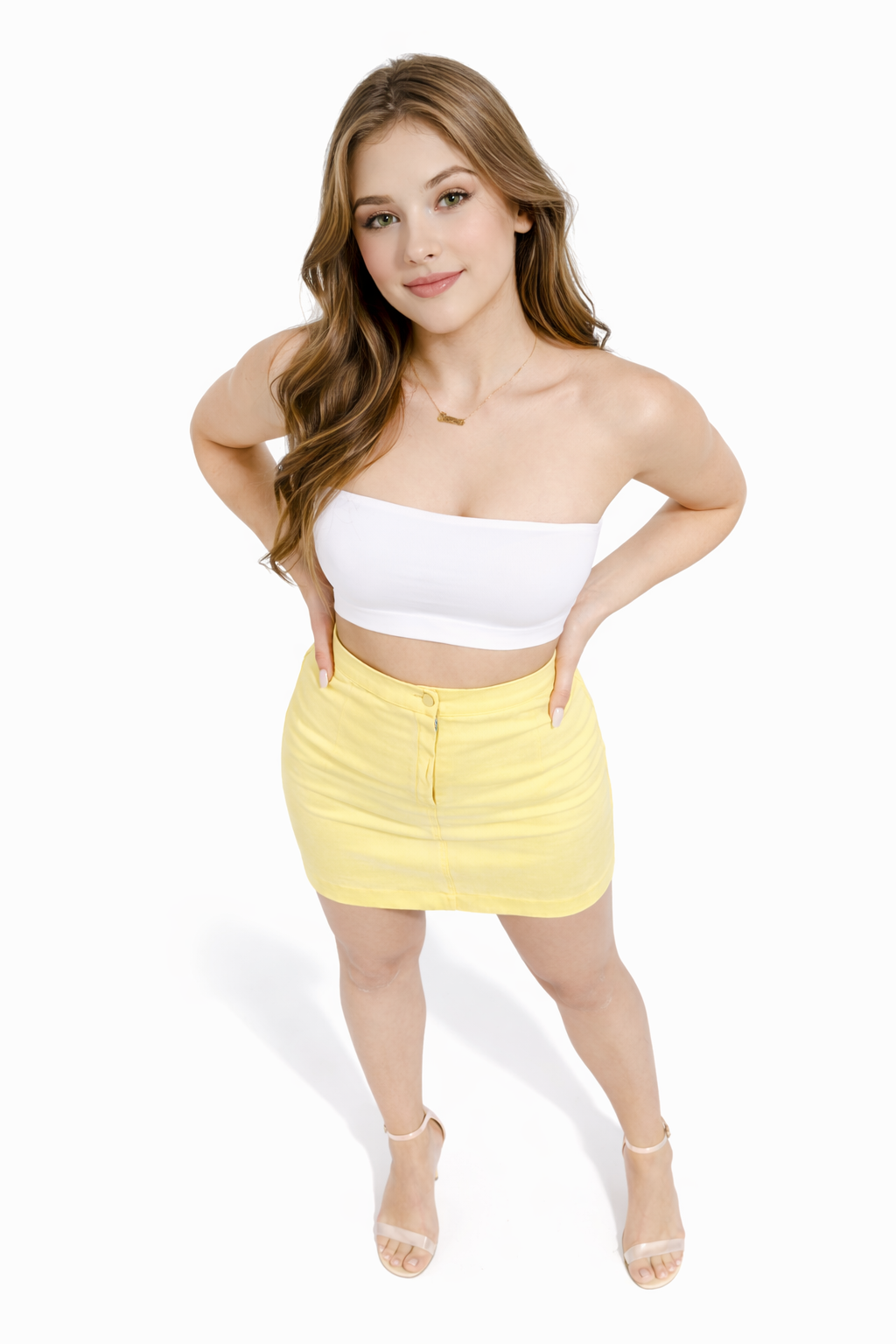 Soléa Blazer & Mini Skirt Set with White Bandeau Top Chic Summer Power Outfit
