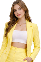 Soléa Blazer & Mini Skirt Set with White Bandeau Top Chic Summer Power Outfit
