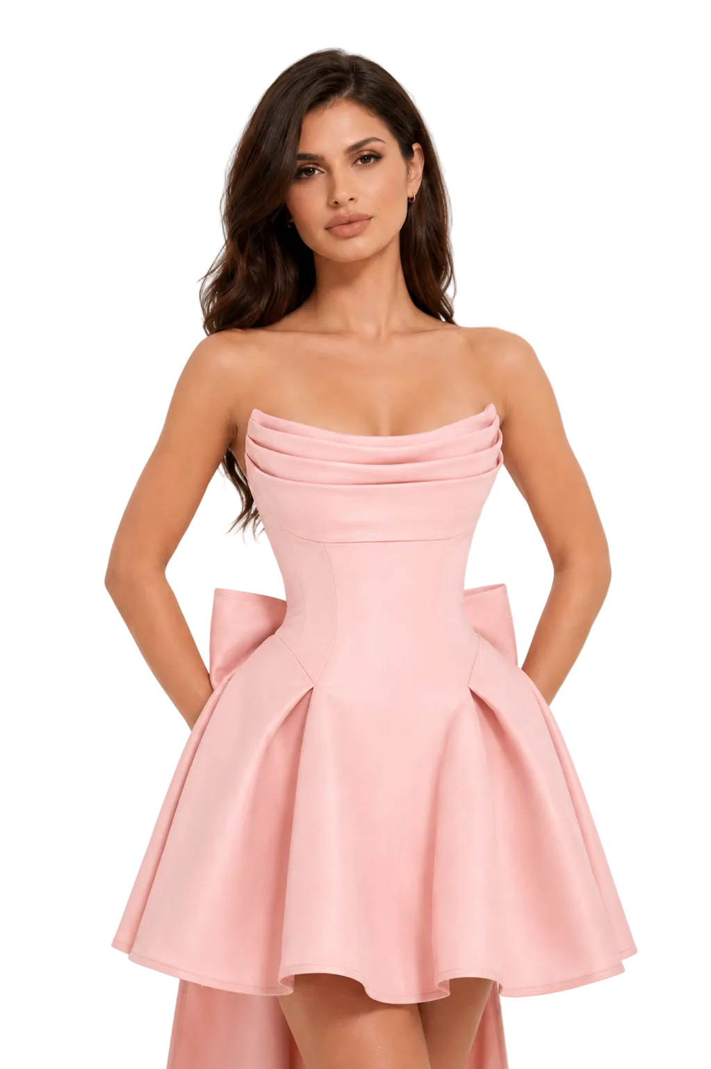 Melisette Strapless Corset Mini Dress With Overskirt Bow Danalucy Melisette Strapless Corset Mini Dress With Overskirt Bow Danalucy