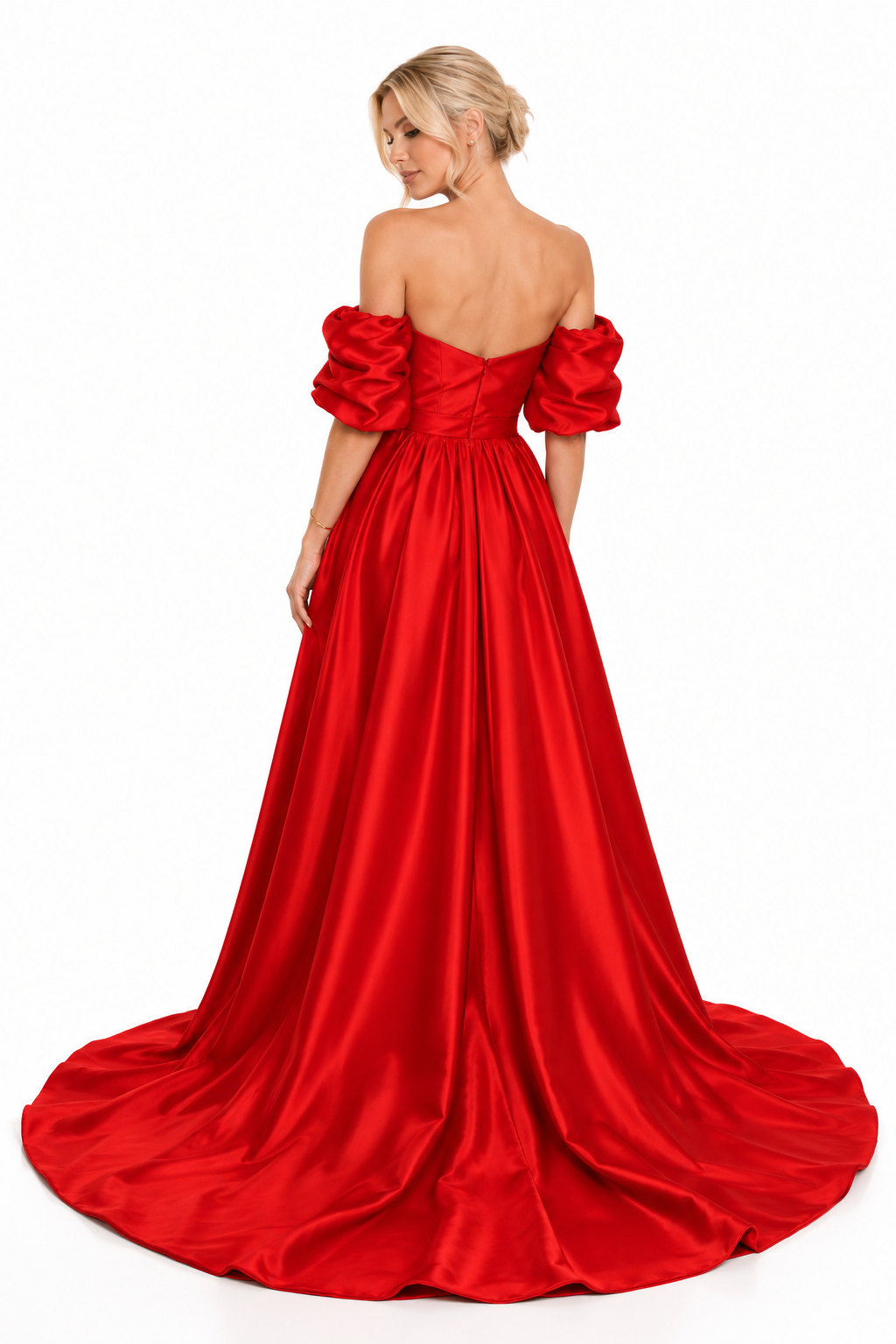 Lunéa Satin Crystal Strap Evening Dress