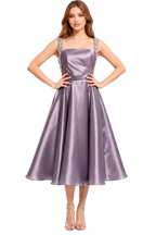 Nerolina Satin Midi Evening Dress