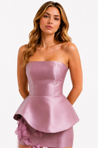 Velmira Strapless Floral Illusion Evening Dress
