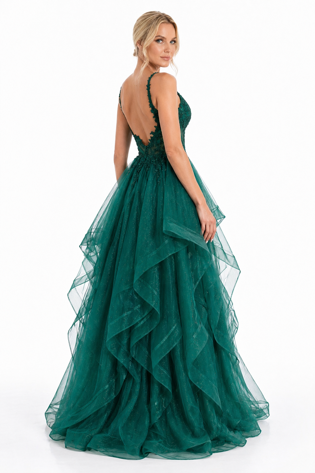 Verlisse Emerald Couture Gown – Luxury Layered Tulle Evening Dress by Danalucy