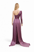 Catalina Asymmetrical One Shoulder Satin Evening Gown