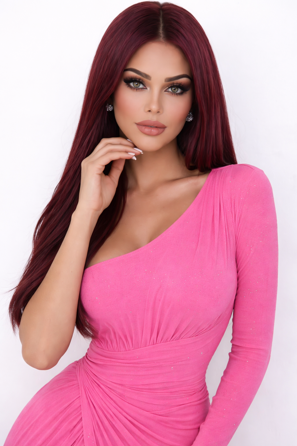 Elara Ross One-Shoulder Ruched Maxi Dress with High Slit