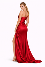 Scarlet Youth Asymmetric Sculpted Satin Gown