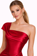 Scarlet Youth Asymmetric Sculpted Satin Gown