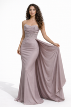 Elettra Silk Draped Evening Dress