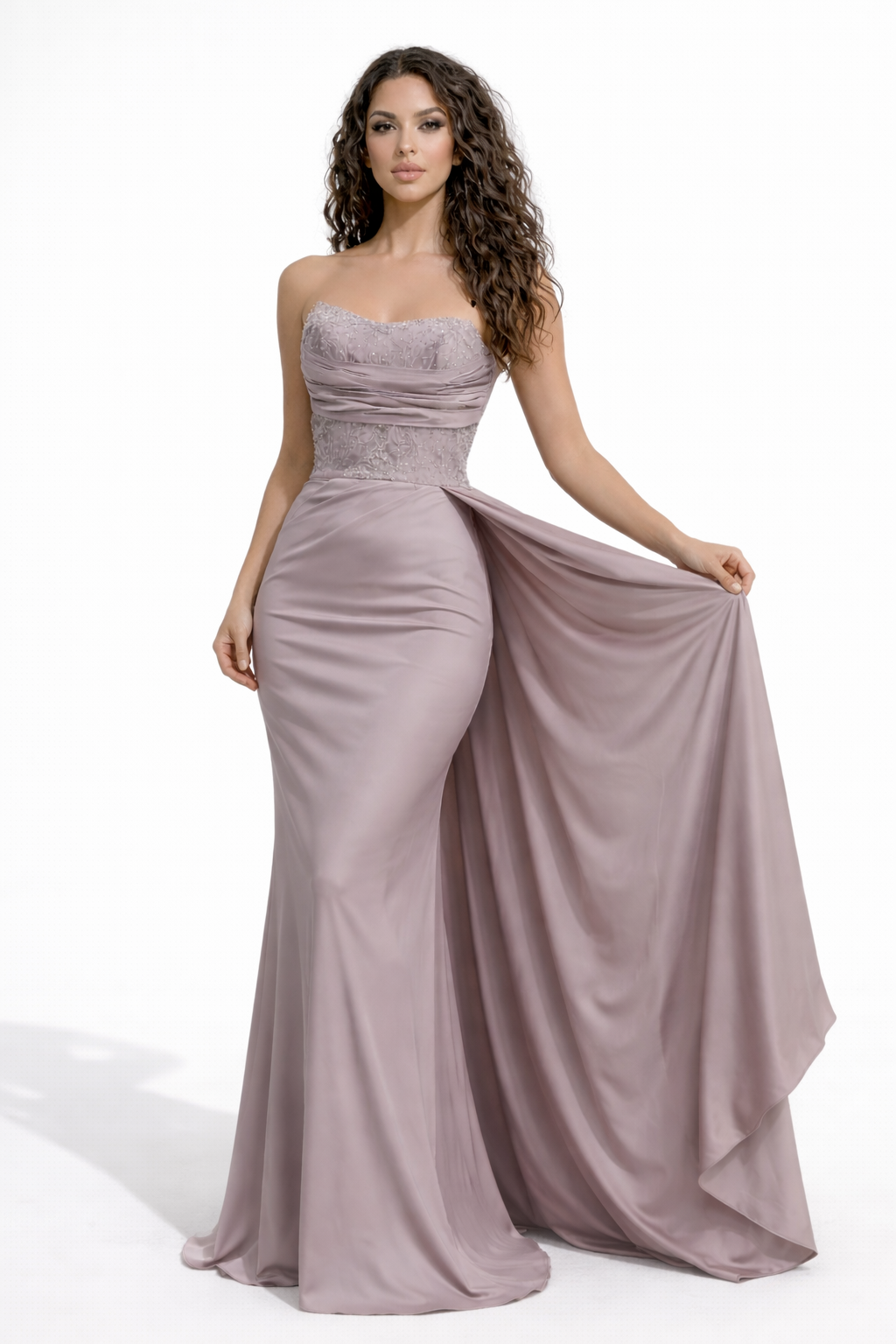 Elettra Silk Draped Evening Dress