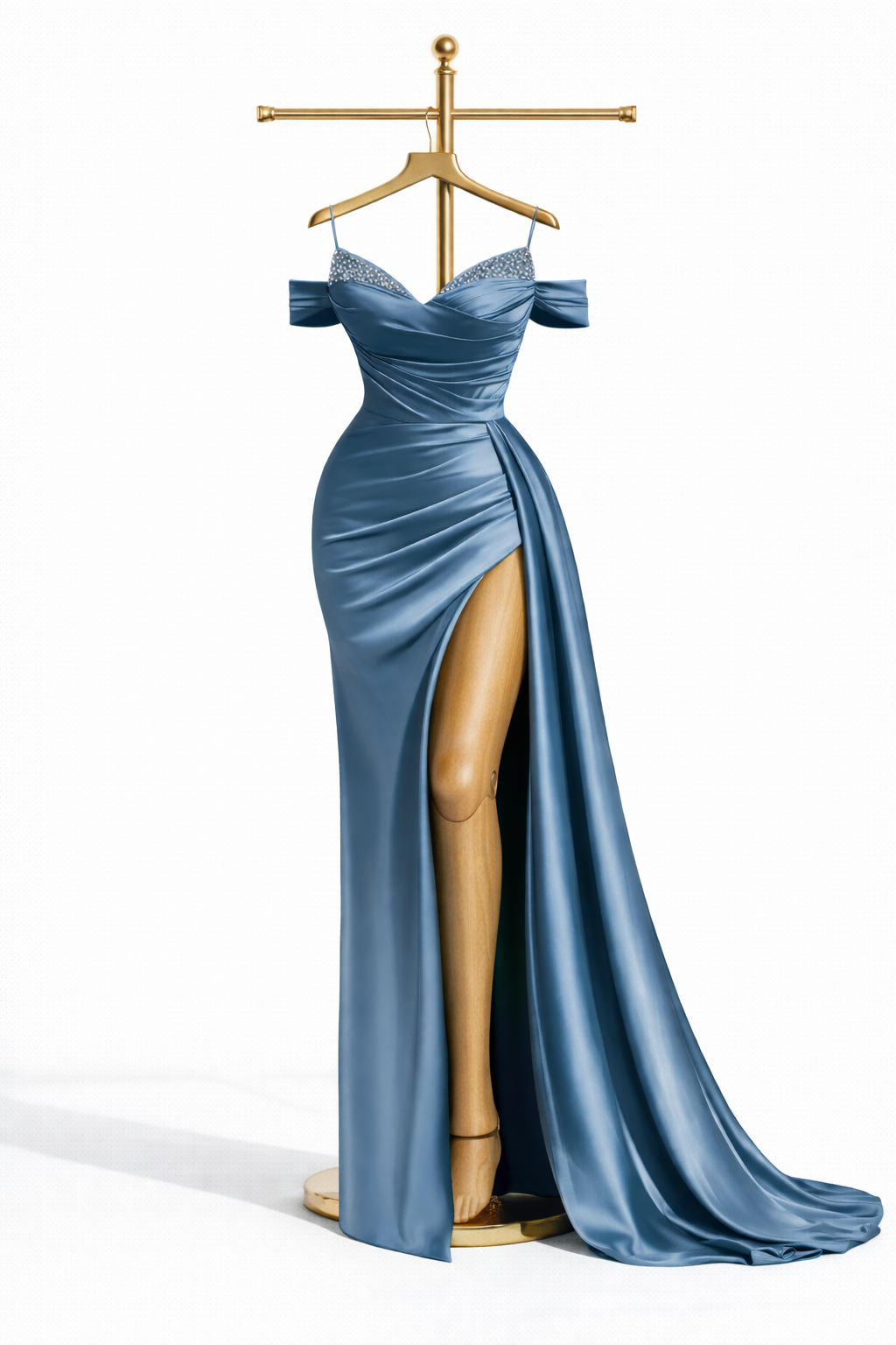Slate Satin Mermaid Evening Dress