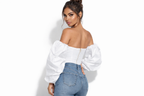 Privia Off the Shoulder Puff Sleeve Corset Top