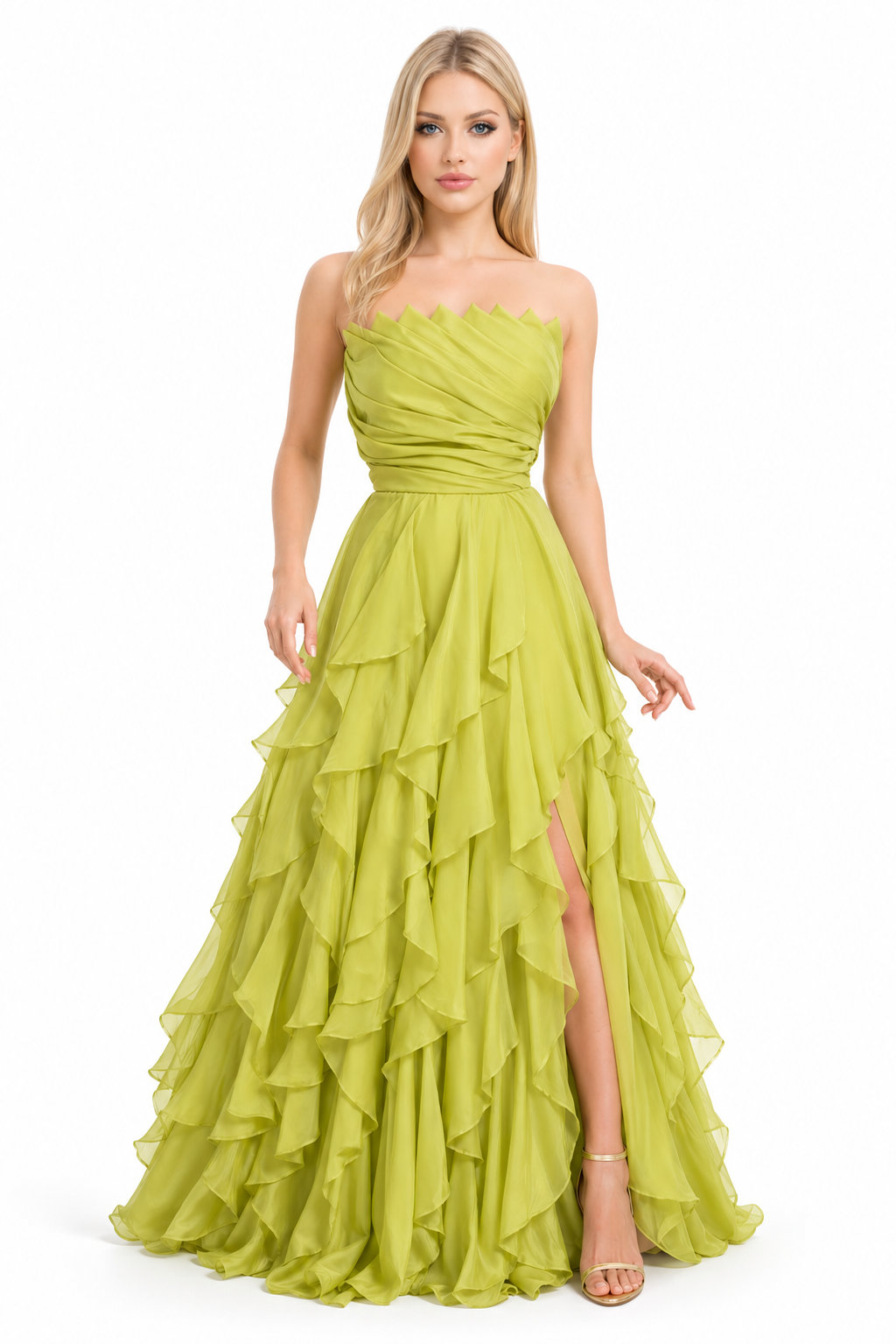 Reina Lima Strapless Ruffle Evening Gown Elegant Prom & Luxury Occasion Dress by Danalucy