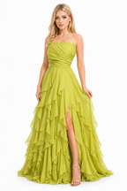 Reina Lima Strapless Ruffle Evening Gown Elegant Prom & Luxury Occasion Dress by Danalucy