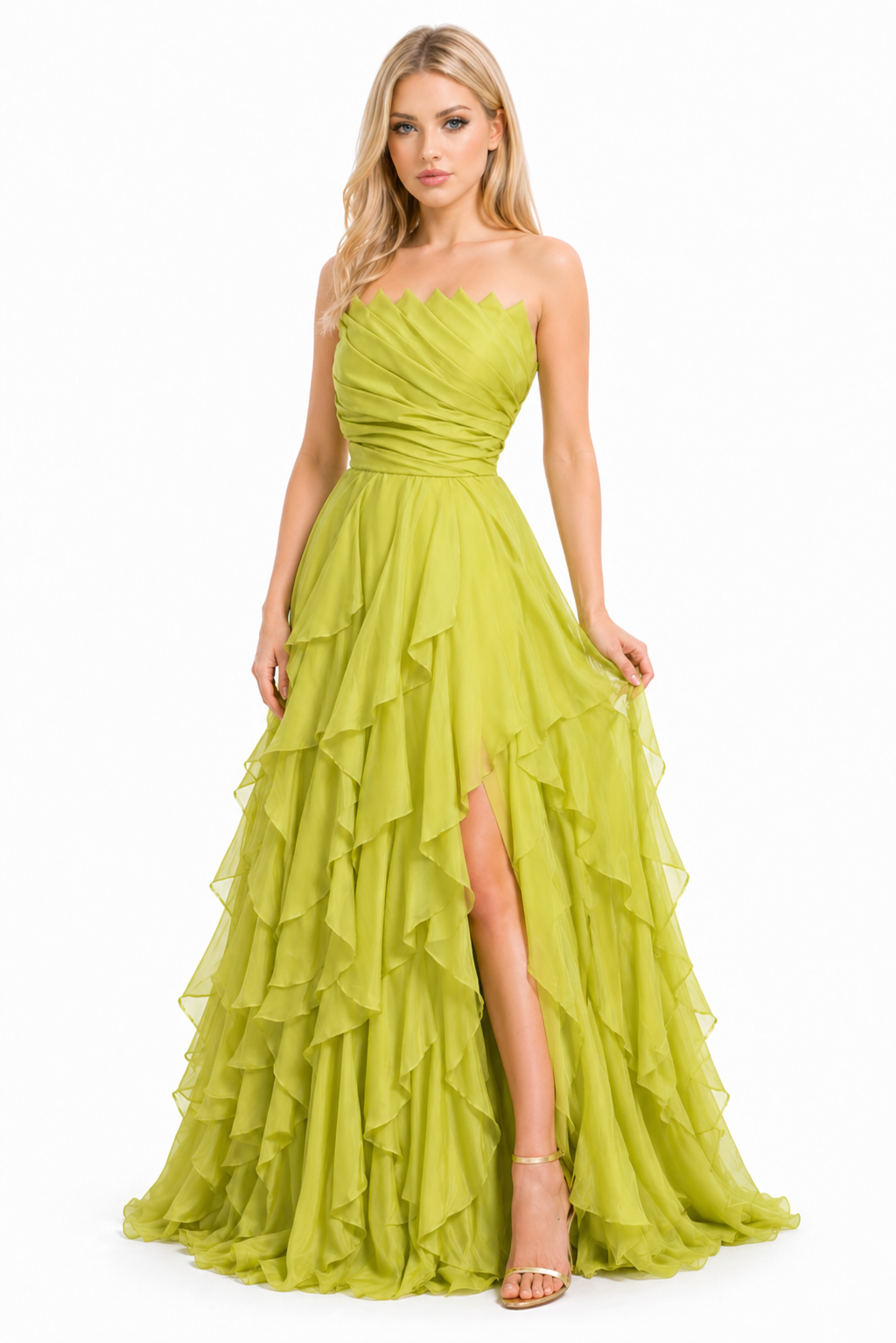 Reina Lima Strapless Ruffle Evening Gown Elegant Prom & Luxury Occasion Dress by Danalucy
