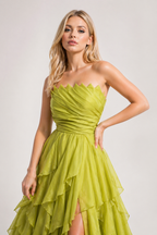 Reina Lima Strapless Ruffle Evening Gown Elegant Prom & Luxury Occasion Dress by Danalucy