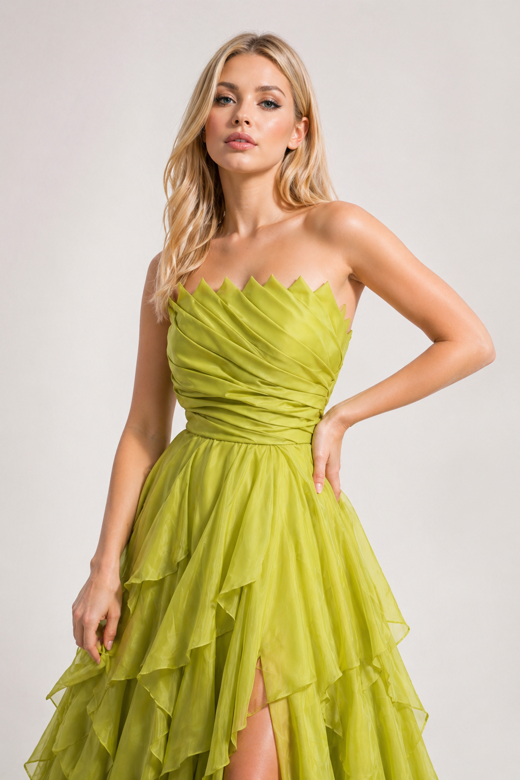 Reina Lima Strapless Ruffle Evening Gown Elegant Prom & Luxury Occasion Dress by Danalucy