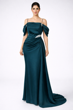 Drapé d’Orient Emerald Classic Evening Dress