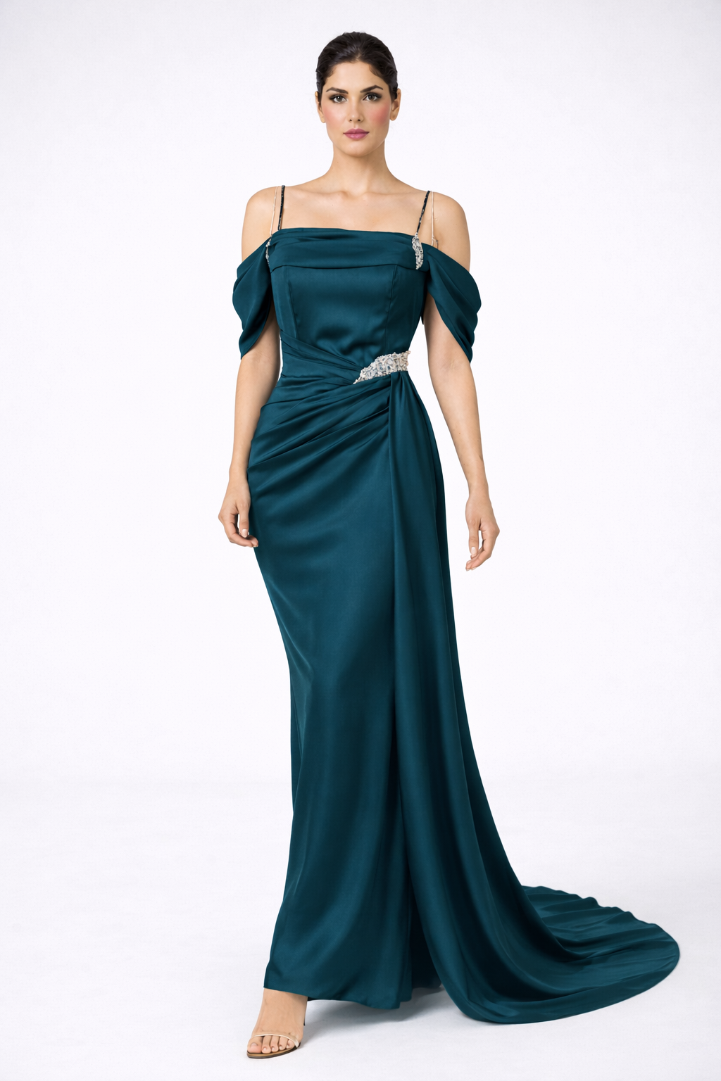 Drapé d’Orient Emerald Classic Evening Dress